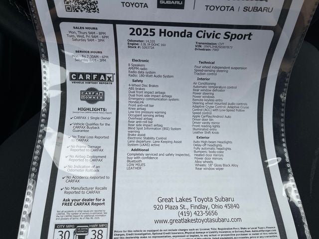 2025 Honda Civic Sport