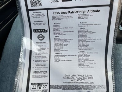 2015 Jeep Patriot High Altitude