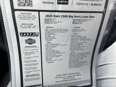2025 RAM 1500 Big Horn/Lone Star