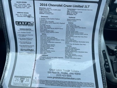 2016 Chevrolet Cruze Limited 1LT