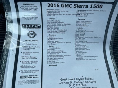2016 GMC Sierra 1500 2WD Double Cab 143.5"