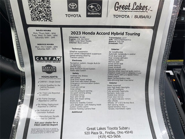 2023 Honda Accord Hybrid Touring