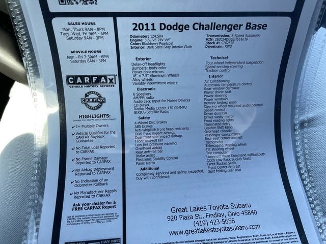 2011 Dodge Challenger 2dr Cpe