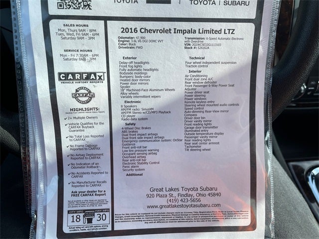 2016 Chevrolet Impala Limited LTZ