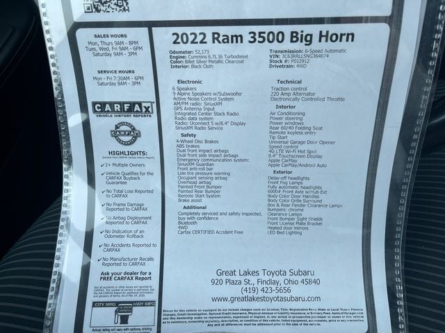 2022 RAM 3500 Big Horn