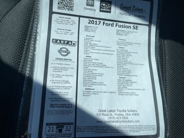 2017 Ford Fusion SE