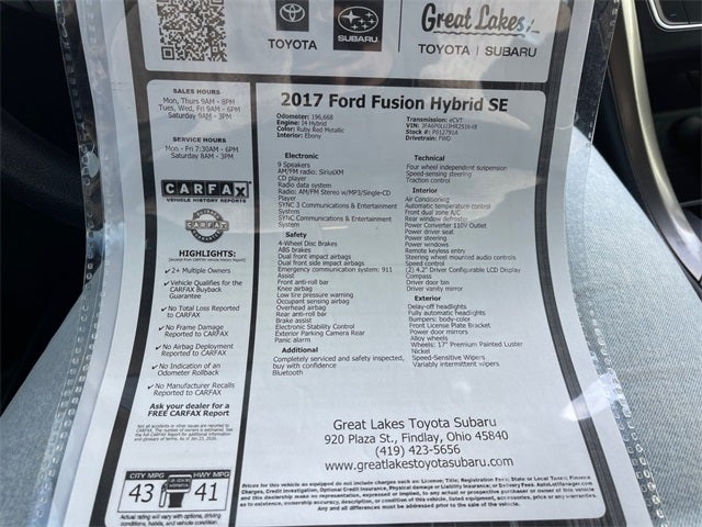 2017 Ford Fusion Hybrid SE