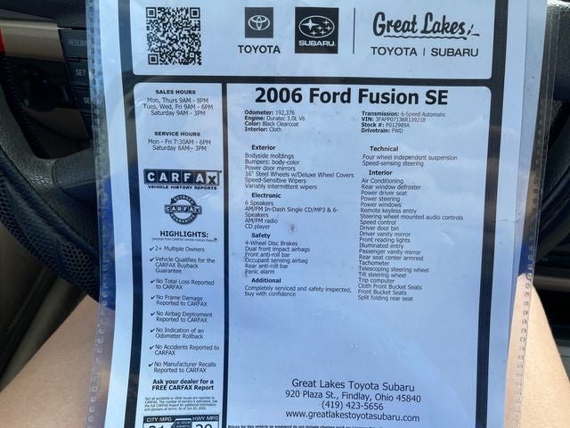 2006 Ford Fusion SE