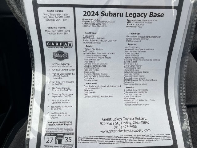 2024 Subaru Legacy Base