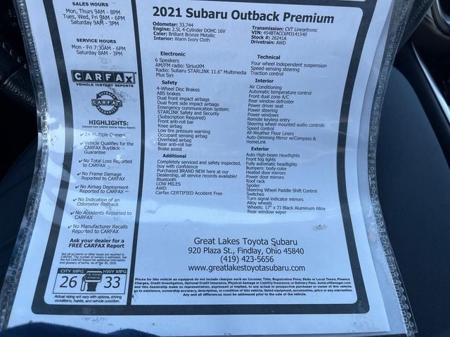 2021 Subaru Outback Premium