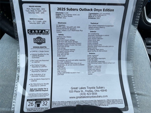 2025 Subaru Outback Onyx Edition