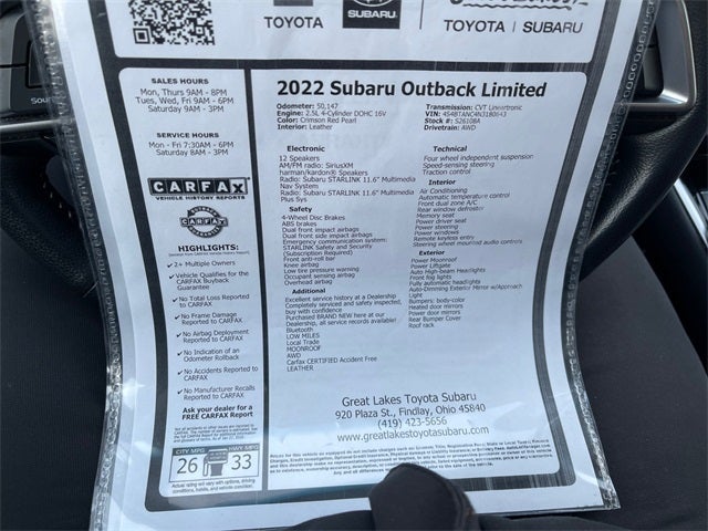 2022 Subaru Outback Limited