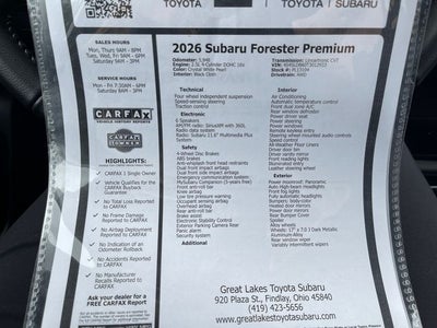 2026 Subaru Forester Premium