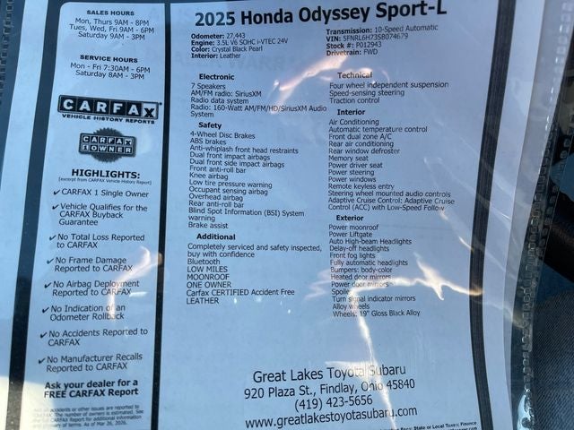 2025 Honda Odyssey Sport-L