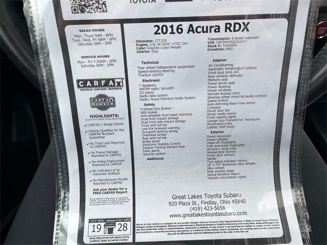2016 Acura RDX AWD 4dr