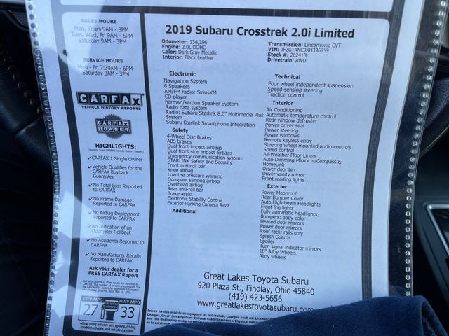 2019 Subaru Crosstrek 2.0i Limited