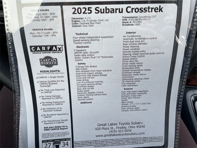 2025 Subaru Crosstrek AWD