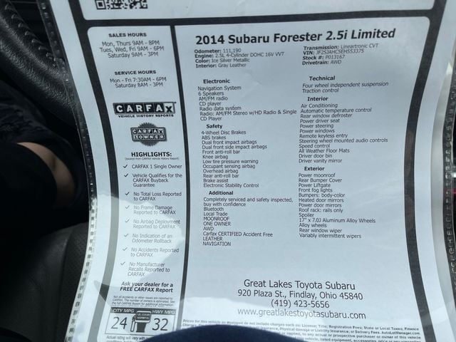 2014 Subaru Forester 2.5i Limited
