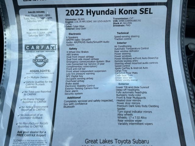 2022 Hyundai Kona SEL