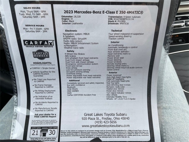 2023 Mercedes-Benz E-Class E 350 4MATIC®