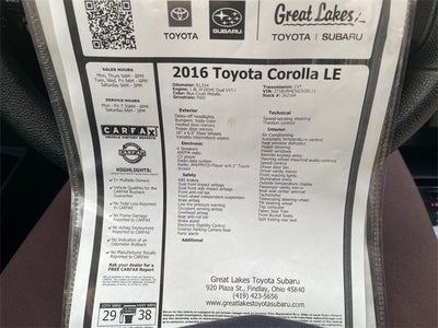 2016 Toyota COROLLA LE