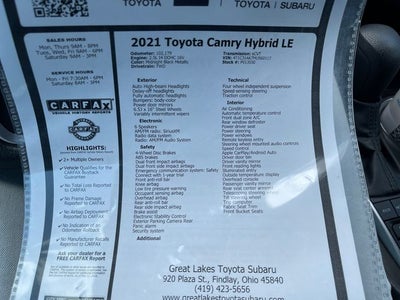 2021 Toyota Camry Hybrid LE