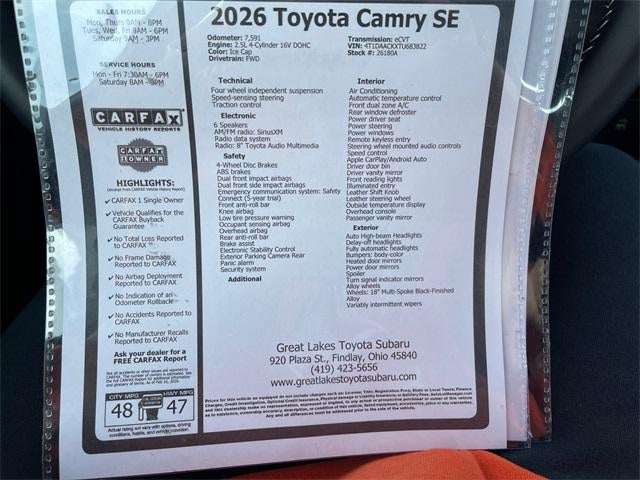 2026 Toyota CAMRY SE