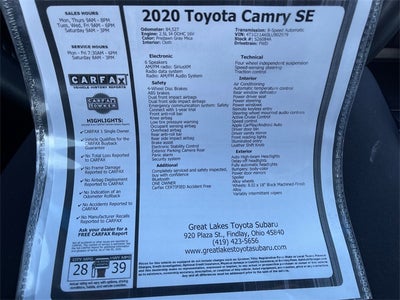 2020 Toyota CAMRY SE