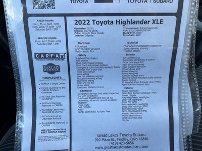 2022 Toyota HIGHLANDER XLE