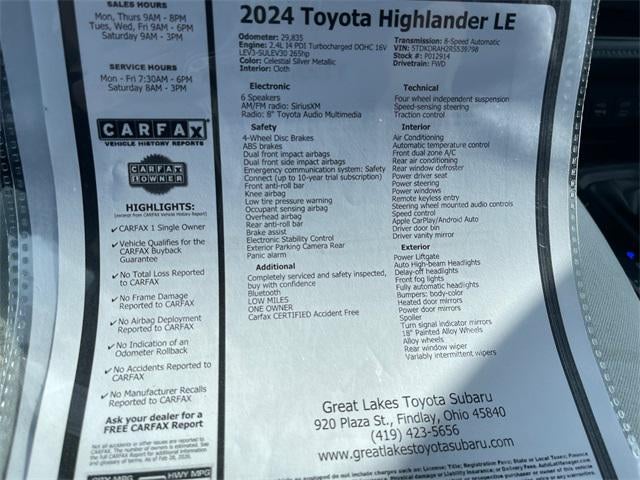 2024 Toyota HIGHLANDER LE