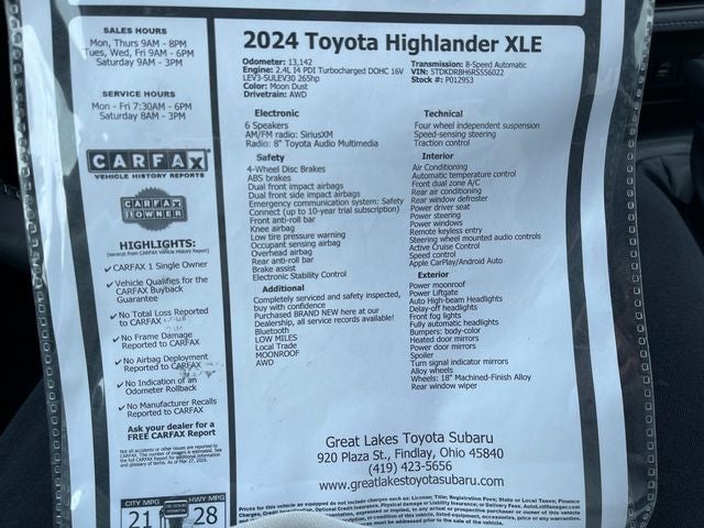 2024 Toyota Highlander XLE