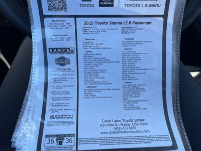 2025 Toyota Sienna LE 8 Passenger