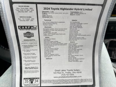 2024 Toyota HIGHLANDER HEV Limited