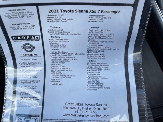 2021 Toyota SIENNA XSE AWD XSE 7 Passenger