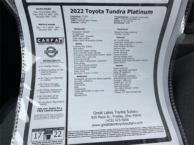 2022 Toyota TUNDRA 4X4 Platinum