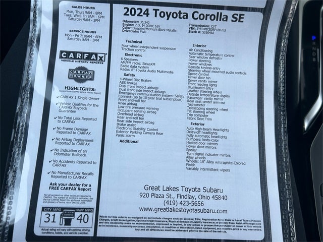 2024 Toyota COROLLA SE