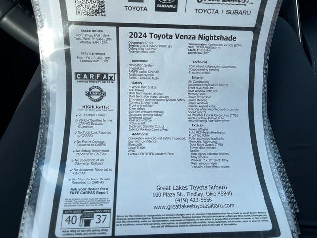 2024 Toyota Venza Nightshade