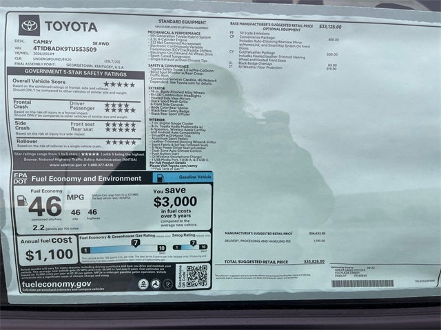 2026 Toyota Camry SE AWD