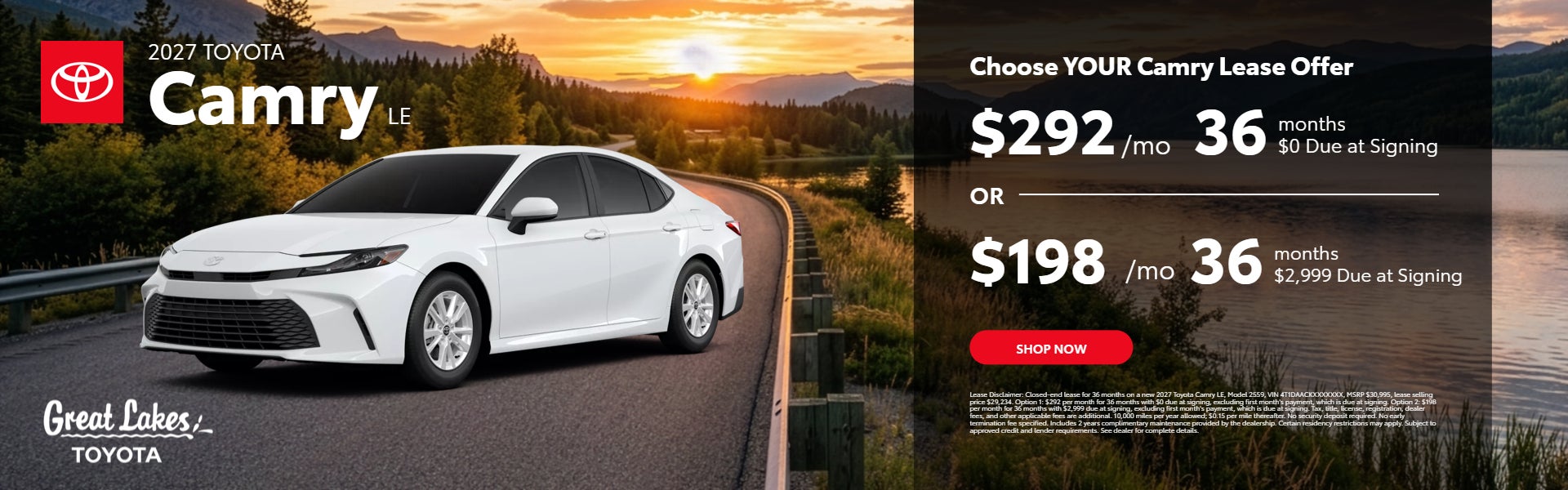2027 Toyota Camry lease offer